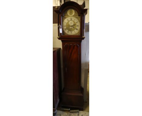 A George III mahogany 8 day longcase clock, brass and silvered dial-marked John May Southampton, height 207cm