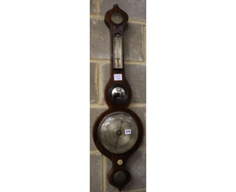 A William IV Irish rosewood wheel barometer, marked Riddel &amp; Co., Belfast