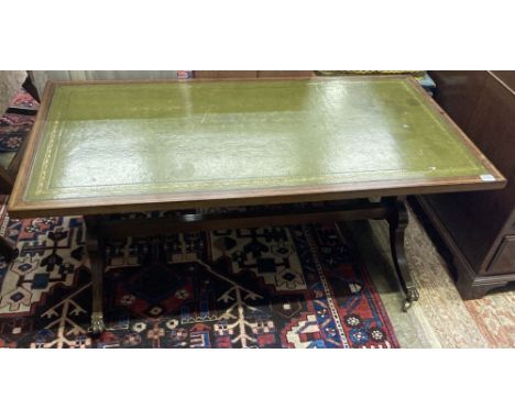 A Georgian style mahogany coffee table fitted leather skiver, width 114cm, depth 61cm, height 51cm