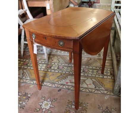 A George III satinwood banded mahogany Pembroke table, width 74cm depth 50cm height 68cm