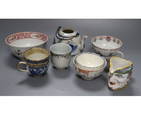 18th century Chinese and English ceramics, to include a Chinese coffee cup, painted with European figures (some damage)CONDIT
