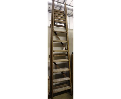 A vintage pine step ladder, height 254cm