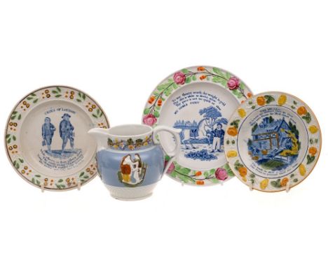 A Single Owner Collection of 19th Century Childrens' 'Nursery' Plates A group of three pearlware nursery plates and a small P