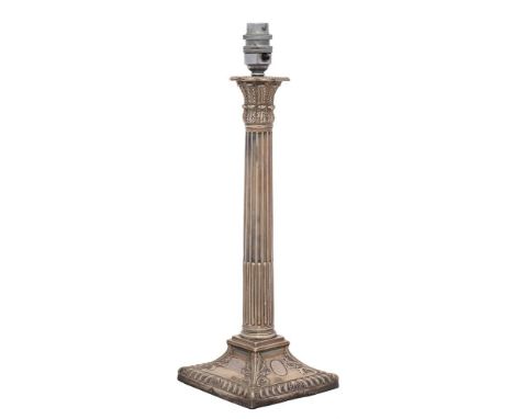 A George III silver column candlestick, maker's mark worn, London, 1770: with acanthus decorated capital, on a fluted column 