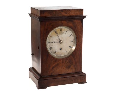 John Moore & Sons, Clerkenwell, London, a mahogany library clock: the eight-day duration, single-fusee timepiece movement hav