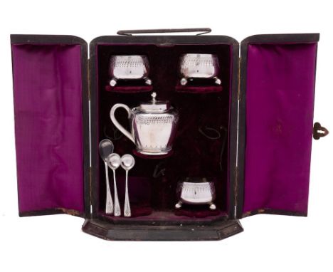 Three Victorian silver salts, maker Henry Wilkinson &amp; Co, Sheffield, 1879: a near matching salt by the same maker London,