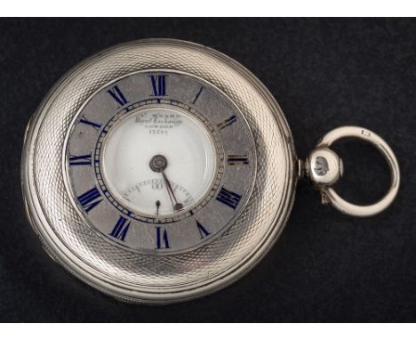 James McCabe, Royal Exchange London. A silver cased, half hunter pocket watch: the chain fusee movement having a three bar ba