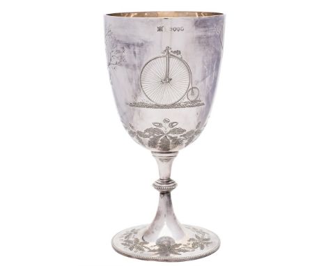 OF CYCLING INTERESTA Victorian silver trophy cup, maker William Hutton & Sons , London, 1883: inscribed for the Church Instit