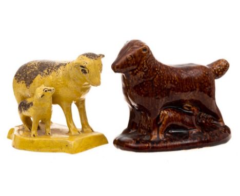 An extensive one owner collection of Staffordshire and other pottery and porcelain animals and figure groups.A canary yellow 