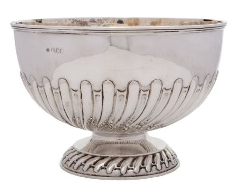 An Edwardian silver bowl, maker William Hutton & Sons Ltd, London, 1905: of circular outline with embossed half writhen decor