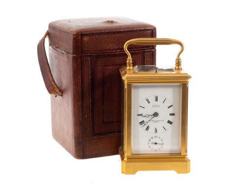 A French Victorian carriage clock: the eight-day duration movement having a platform lever escapement and striking the hours 