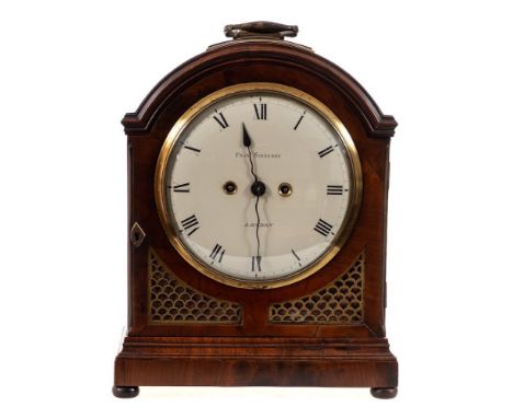 Francis Sinderby, a Regency mahogany pad-top bracket clock: the eight-day duration double-fusee movement striking the hours o