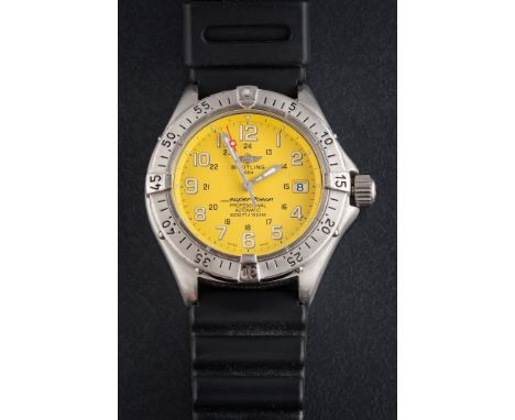 Breitling. A gentleman's stainless steel 'Super Ocean' chronometer, automatic wristwatch: reference A17345, the yellow dial w