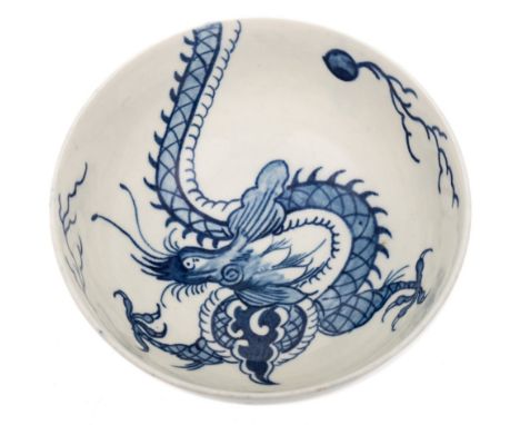 A First Period Worcester slop bowl: painted in the 'Dragon' pattern [I.C.31], painted W mark, circa 1770, 12cm diameter.* Pro