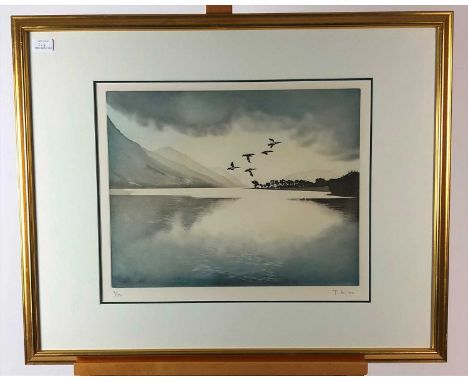 France Hilon (French 20th-21st Century), Two Coastal Views, Aquatints, signed bottom right, framed, measurements 37 x 47 cm (