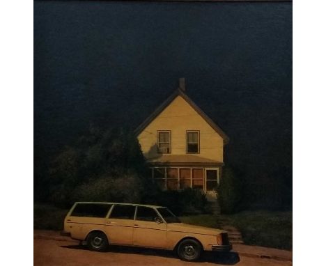 Manner of Edward Hopper (1882-1964), American School, Bleak House, oil on board, signed indistinctly bottom right, framed in 