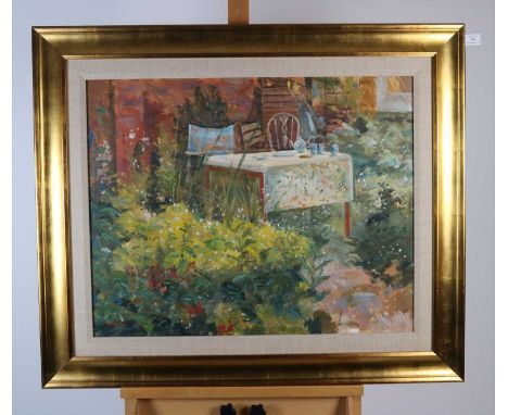Christopher Glanville RWA (British Contemporary), Garden Light, oil on canvas, signed bottom left, framed, measurements 61 x 