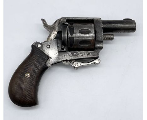 A vintage 8 shot starting pistol with foldaway trigger, patent numbers to top