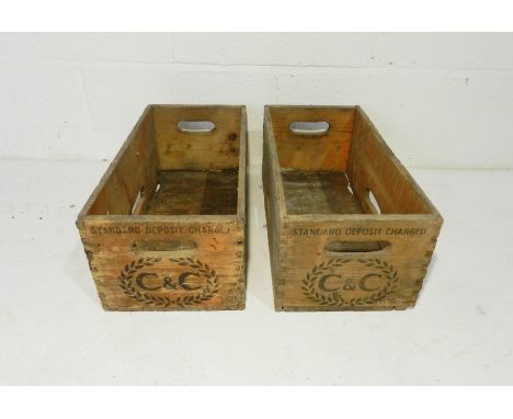 Two vintage wooden crates marked 'Cantrell &amp; Cochrane' - length 47cm, width 22cm, height 17cm