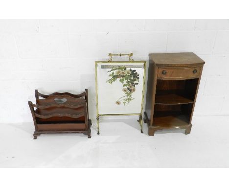 A Victorian mirrored fire screen along with a magazine rack etc.