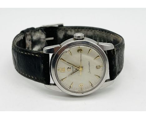 A vintage Omega Seamaster wristwatch with stainless steel case, inscription to reverse:- "To GWW Thomas from Balaioc(?) Minin