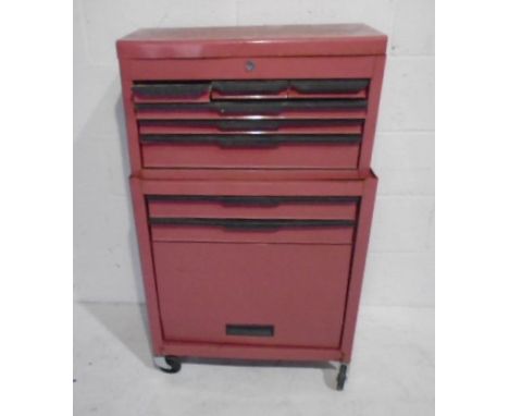 A vintage metal tool cabinet- overall height 103cm