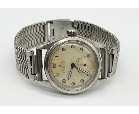 A vintage gentleman's Rolex Oyster Royal with subsidiary seconds dial, Arabic numerals in stainless steel case