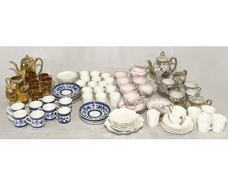 A collection of various tea sets including Noritake, Coalport, Wedgwood, Shelley etc. 