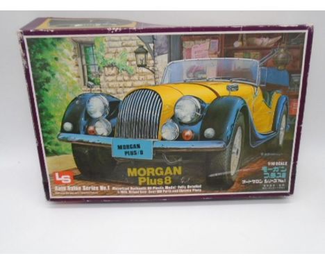 A vintage boxed L&amp;S Co Ltd Auto Salon Series No.1 "Morgan Plus 8" motorized authentic all plastic model kit (1:16 Scale) 