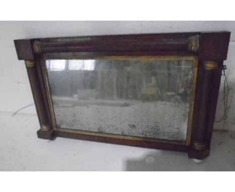A vintage over mantle mirror, one corner A/F Overall size 88cm x 52cm