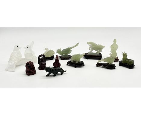 A collection of modern carved jade animals