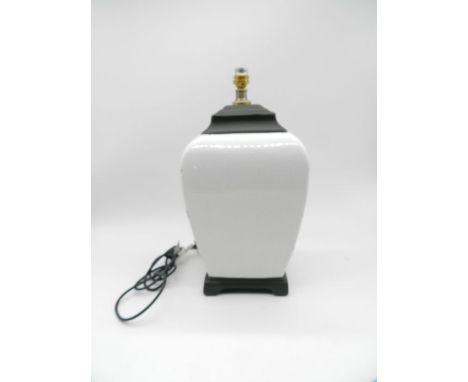 A Chinese crackle glazed lamp with shade