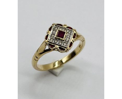 A 14ct gold ruby and diamond ring, weight 4.4g