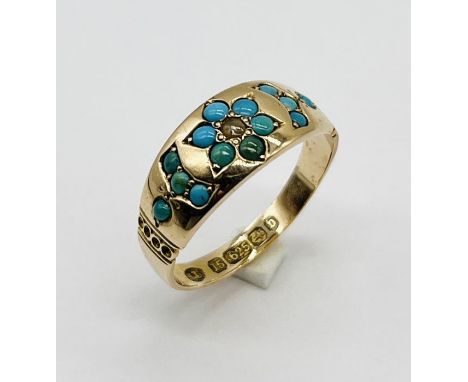 A Victorian 15ct gold ring set with turquoise, weight 4.7g