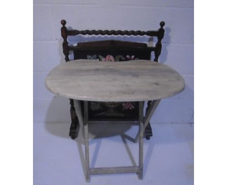 A fireguard with barley twist supports plus a small fold up kidney shaped table.