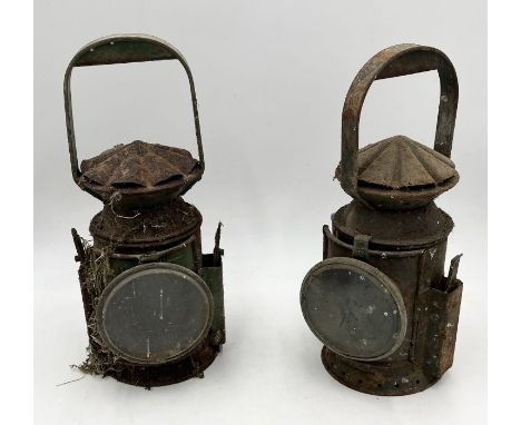 A vintage Eastgate &amp; Son of Birmingham railway lamp with broad arrow mark and dated 1945 along with another unmarked simi
