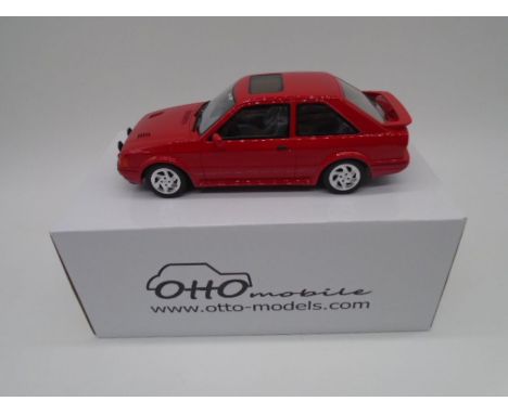 A boxed Otto Mobile Ltd die-cast car model of a Ford Escort MK4 RS Turbo (1:18 Scale)