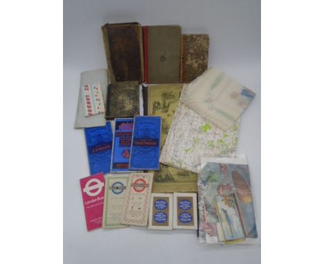 A small collection of ephemera, antique books including The History of England (A/F), playing cards, maps etc 