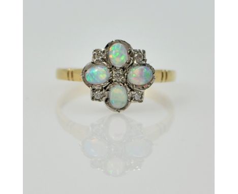 Gold-plated opal set ring stamped 925   Condition Report  size P Click here for further images, condition, auction times & de