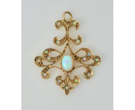 Gold opal pendant hallmarked 9ct   Condition Report   Click here for further images, condition, auction times & delivery cost