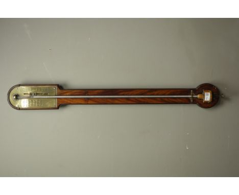 Georgian mahogany stick barometer, brass register inscribed Jno. Bancroft, Scarborough, H94cm   Condition Report   Click here