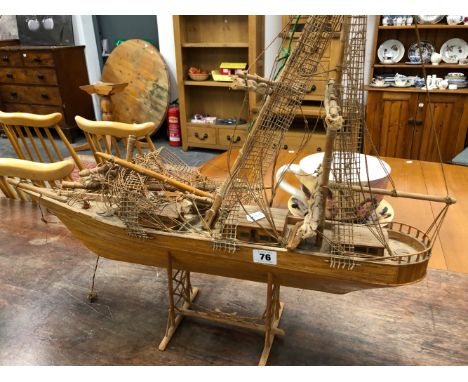 A SCRATCH BUILT MATCH STICK BOAT MODEL.