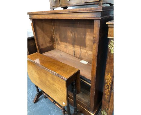 A VICTORIAN OPEN BOOKCASE AND SUTHERLAND TABLE. 