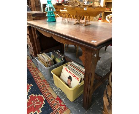 A PITCH PINE GOTHIC REVIVAL ALTER TABLE.  