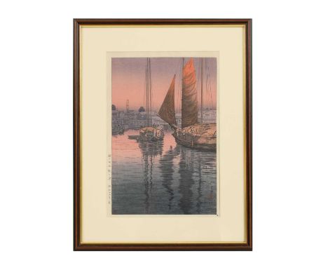 Tsuchiya Koitsu (1870-1949) KARANOTSU Woodblock, c.1940, signed within the print l.l. image 36 x 24cm approximately, framed a