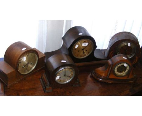 Selection of wooden cased mantel clocks