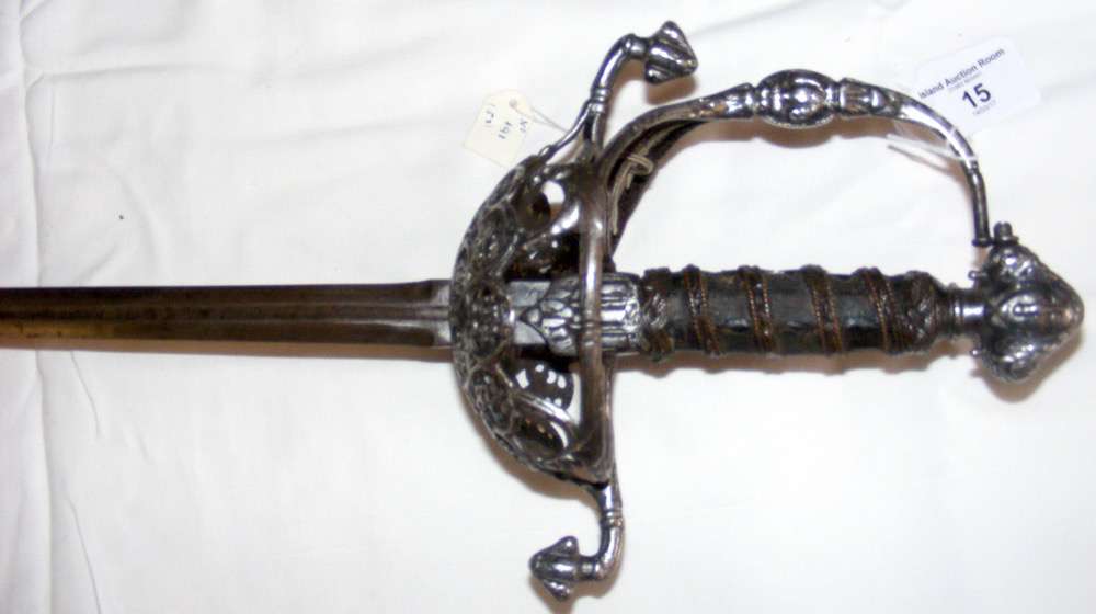 A rare and early English rapier - circa 1650 - with pierced hand guard ...