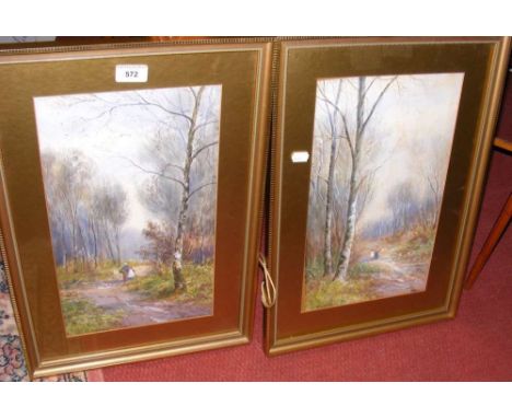 R WILDING - a pair of signed watercolours of rural woodland scenes - 1912