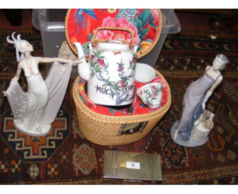 Lladro figurines, cigarette box, etc.
