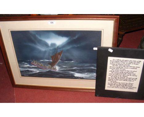 M BENSLEY - an original watercolour - lifeboat "Madge" in rough seas